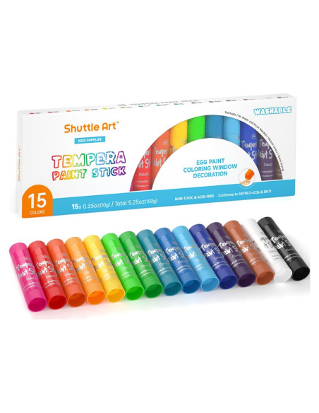 Barras de Pintura Tempera Shuttle Art 15 Colores Lavables