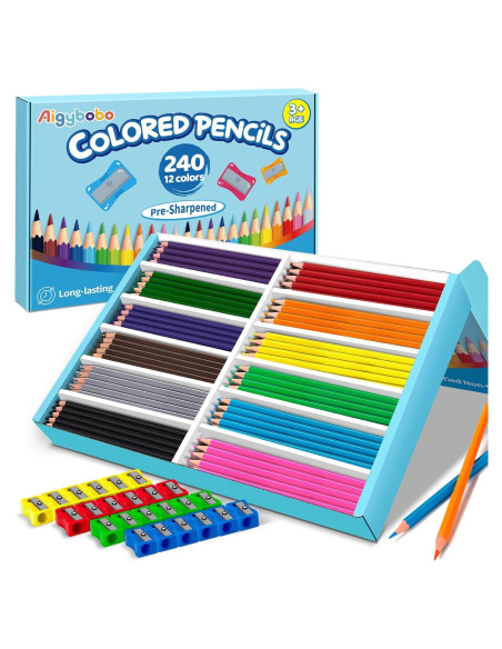 240 Lápices de Color Aigybobo para Aula - 12 Colores
