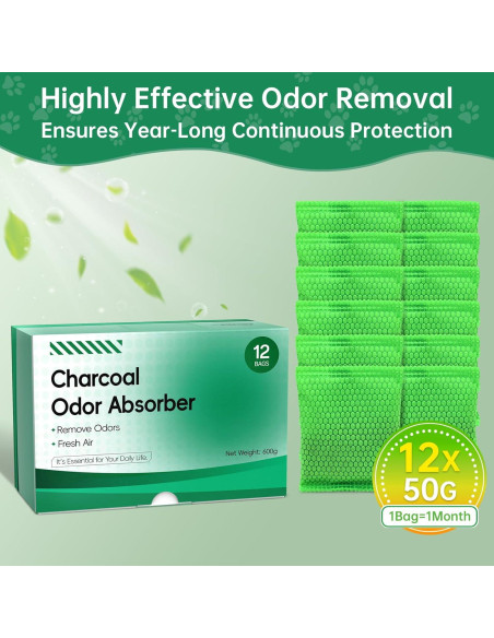 Bolsas de Carbón Activado Aoktech - 12 Piezas 55g - Purificadoras de Aire