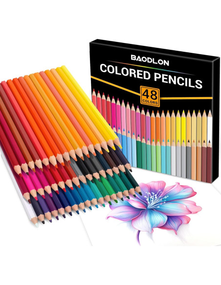 Juego de Lápices de Colores BAODLON 48 Colores Pre-afilados Juego de Lápices de Colores BAODLON 48 Colores Pre-afilados
