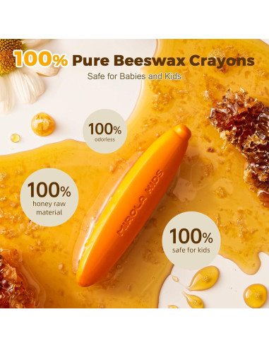 Crayones de Cera de Abeja MIROLA KIDS 12 Colores Lavables