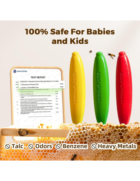 Crayones de Cera de Abeja MIROLA KIDS 12 Colores Lavables