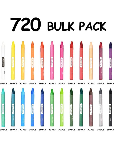 Crayones Rarlan 720 unidades en 30 paquetes de 24 colores