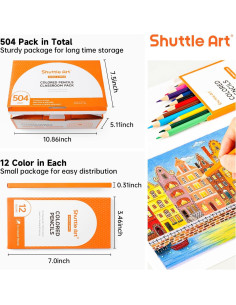 Lápices de Colores Shuttle Art 504 Pre-Afilados 12 Colores 2