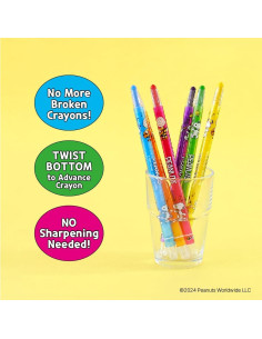 Crayones Twist-Up Peanuts 24 Colores No Tóxicos 2