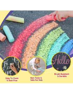 Juego de 150 Tizas de Acera Jumbo Toidgy Lavables 2