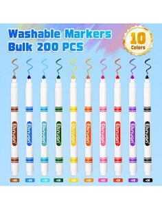 Marcadores Lavables Ellinjan 200 Pzs 10 Colores Punta Fina 2