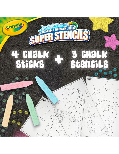 Juego de Plantillas Crayola Super con Tizas Lavables 3 Piezas Juego de Plantillas Crayola Super con Tizas Lavables 3 Piezas