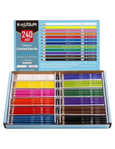 Lápices de Colores KALOUR Premium 240 Unidades Asortidos