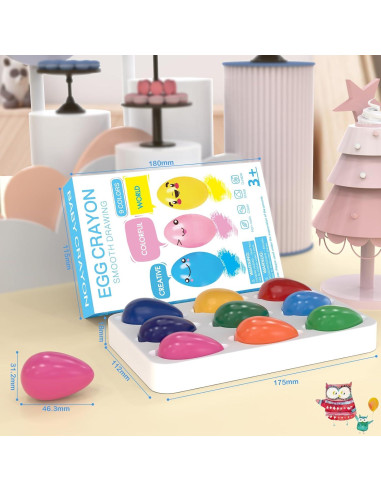 Crayones de Huevo Tencoz 9 Colores No Tóxicos Lavables 3+