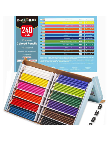 Lápices de Colores KALOUR Premium 240 Unidades Asortidos