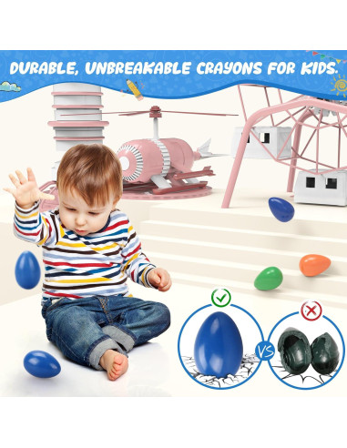 Crayones de Huevo Tencoz 9 Colores No Tóxicos Lavables 3+