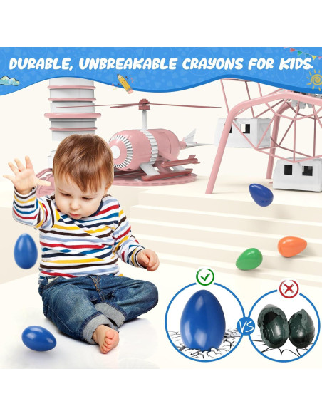Crayones de Huevo Tencoz 9 Colores No Tóxicos Lavables 3+