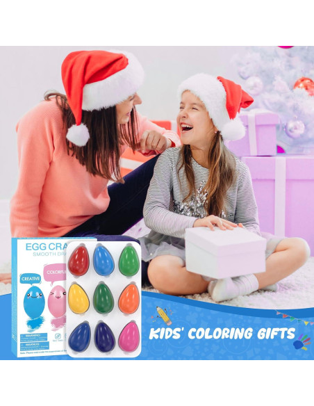 Crayones de Huevo Tencoz 9 Colores No Tóxicos Lavables 3+