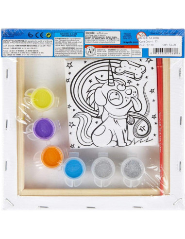 Juego de Pintura Unicornio Crayola 2 Lienzos 6 Pinturas