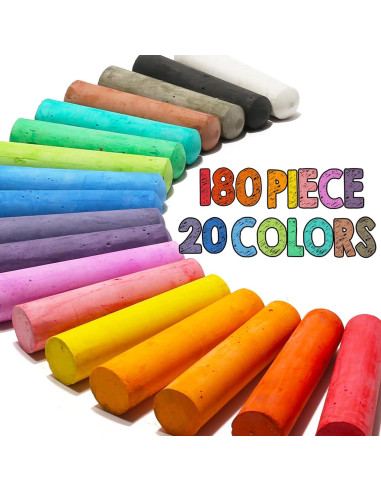 Paquete de 180 tizas jumbo JASNKKONT lavables 20 colores