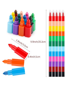 Crayones Apilables Hxezoc 20 Piezas Multicolor para Niños 2