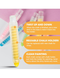 Tiza Sin Polvo LVYOALIN 12 Colores Lavables para Niños 2