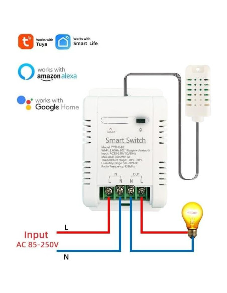 Controlador de Temperatura y Humedad WiFi MHCOZY 16A