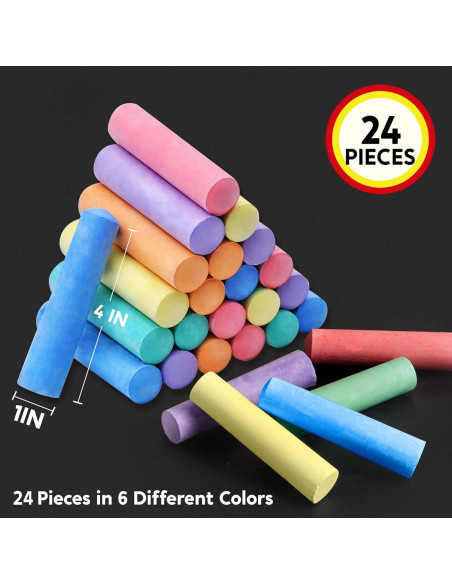 Juego de 24 tizas lavables Joyin para arte al aire libre