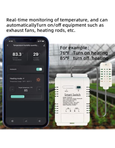 Controlador de Temperatura y Humedad WiFi MHCOZY 16A