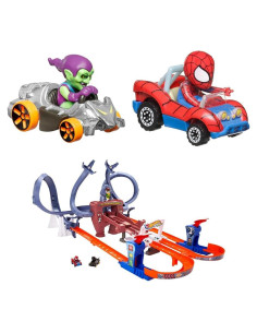 Hot Wheels Conjunto de Pista Spider-Man y Black Panther 1:64