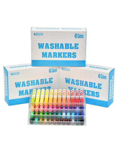 Marcadores Lavables Rarlan 144 Piezas 48 Colores para Niños