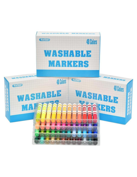 Marcadores Lavables Rarlan 144 Piezas 48 Colores para Niños