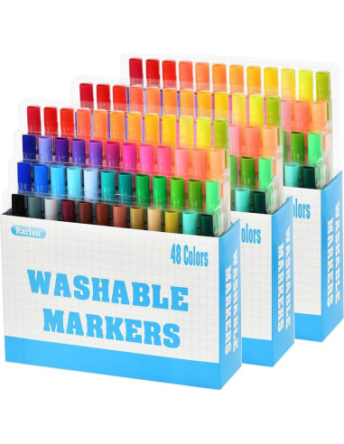 Marcadores Lavables Rarlan 144 Piezas 48 Colores para Niños