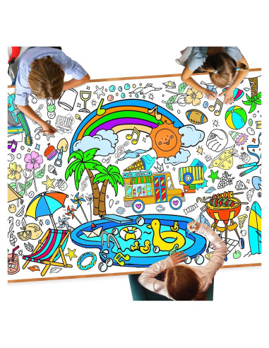 DDMY Póster Gigante para Colorear Playa de Verano 182x90 cm