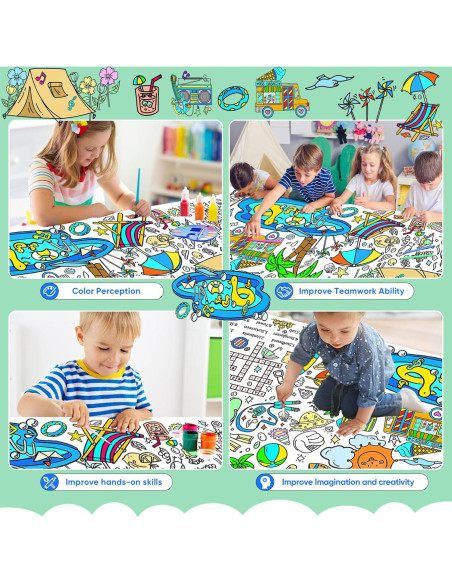 DDMY Póster Gigante para Colorear Playa de Verano 182x90 cm