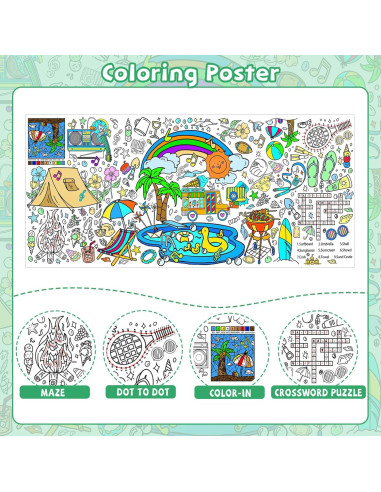 DDMY Póster Gigante para Colorear Playa de Verano 182x90 cm