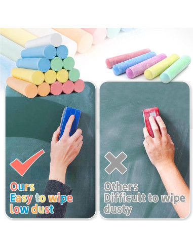 16 Tizas de Acera MAQIHAN Lavables 6 Colores para Interior y Exterior