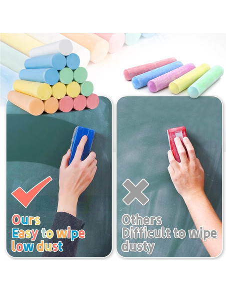 16 Tizas de Acera MAQIHAN Lavables 6 Colores para Interior y Exterior