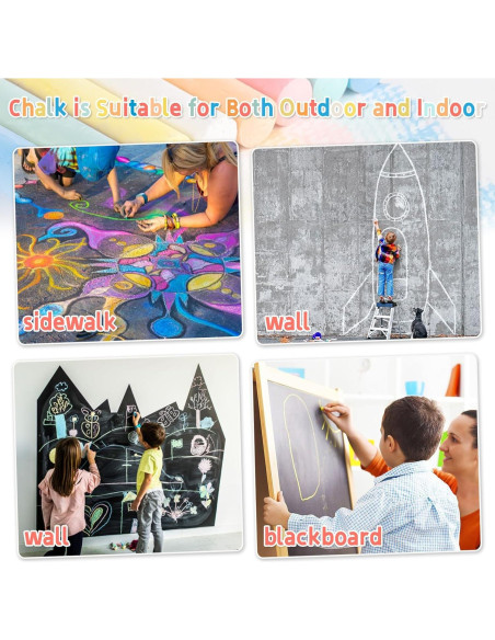 16 Tizas de Acera MAQIHAN Lavables 6 Colores para Interior y Exterior