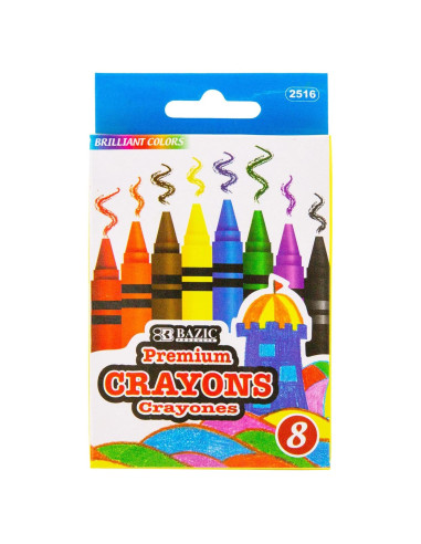 Crayones BAZIC 24 Colores Variados No Tóxicos para Niños