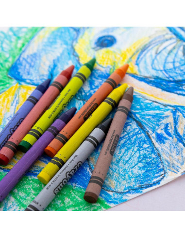 Crayones BAZIC 24 Colores Variados No Tóxicos para Niños