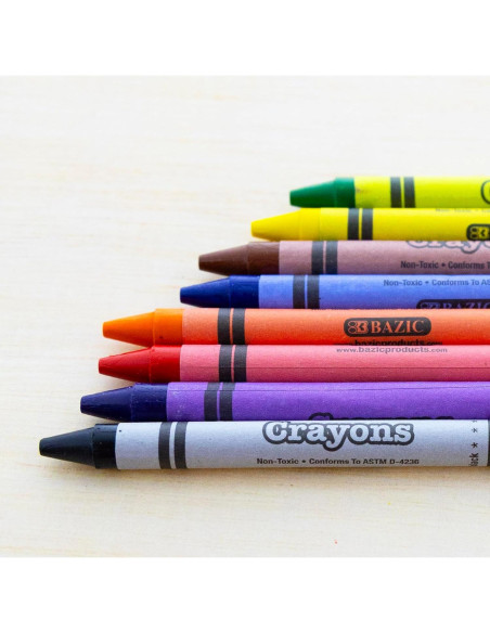 Crayones BAZIC 24 Colores Variados No Tóxicos para Niños
