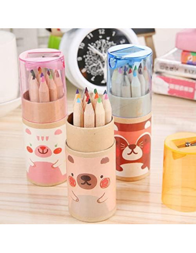 Lápices de colores 12 piezas Chaber con sacapuntas Rosa