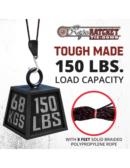 Polea Ajustable Rope Ratchet 2.44m 150kg Carga Marca Rope Ratchet