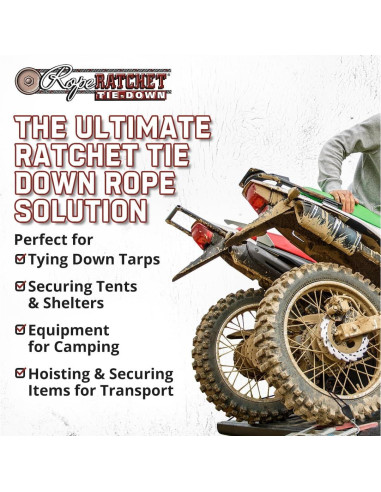 Polea Ajustable Rope Ratchet 2.44m 150kg Carga Marca Rope Ratchet