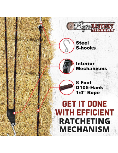 Polea Ajustable Rope Ratchet 2.44m 150kg Carga Marca Rope Ratchet