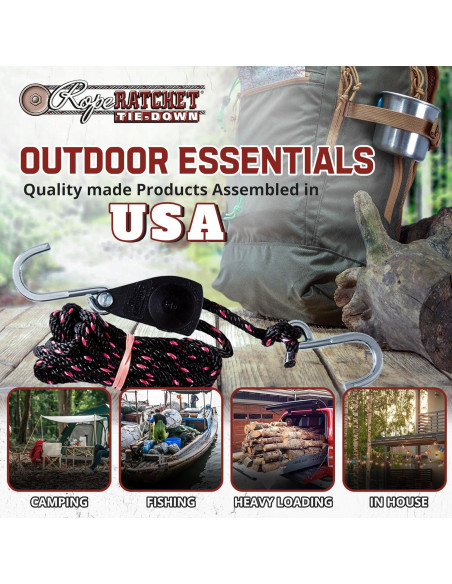 Polea Ajustable Rope Ratchet 2.44m 150kg Carga Marca Rope Ratchet