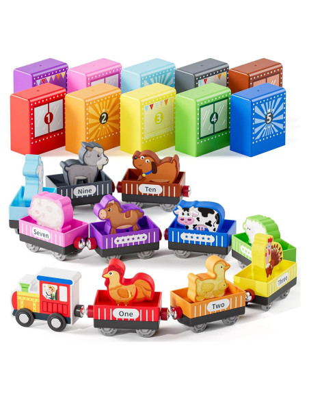 Tren de Madera Montessori QODOFLR 10 Piezas Educativo