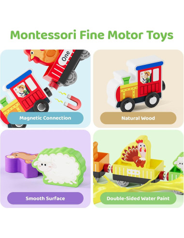 Tren de Madera Montessori QODOFLR 10 Piezas Educativo