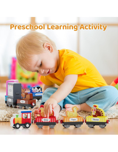 Tren de Madera Montessori QODOFLR 10 Piezas Educativo
