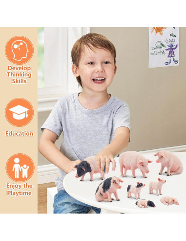 Conjunto de Figuras de Cerdo 8PCS Toymany Realistas