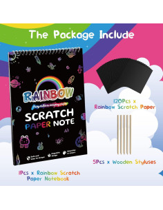 Papel de Rascar Arcoíris VopRog 135 Hojas Manualidades 2