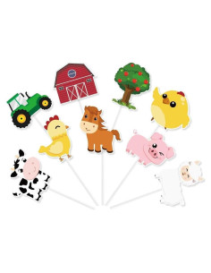 Adornos para Cupcakes WERNNSAI 36 Pcs Granja Fiesta Niños