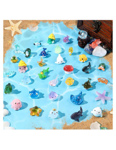 36 Mini Animales Marinos de Resina DIY Decoración Acuario